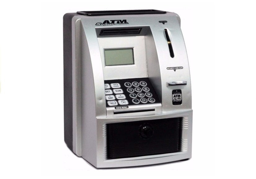 Dětský bankomat pokladnička s PIN kódem a alarmem