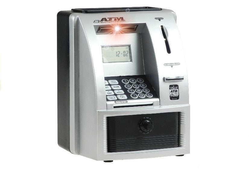 Dětský bankomat pokladnička s PIN kódem a alarmem