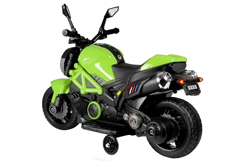 Dětský elektrický motocykl GTM1188 s LED světly zelený