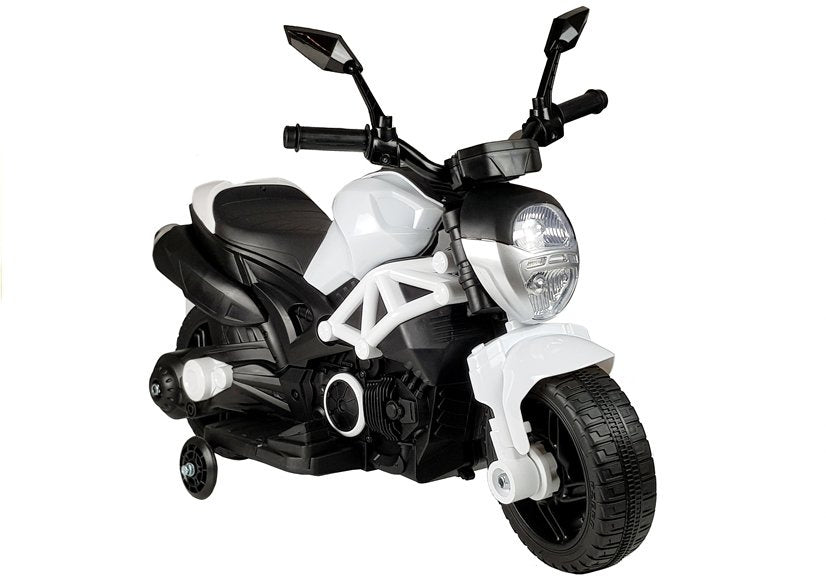 Dětský elektrický motocykl s akumulátorem 6V 35W bílý