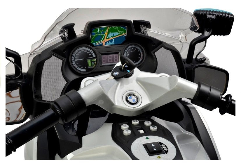 Dětský elektrický motor BMW R1200 policie s LED světly stříbrný