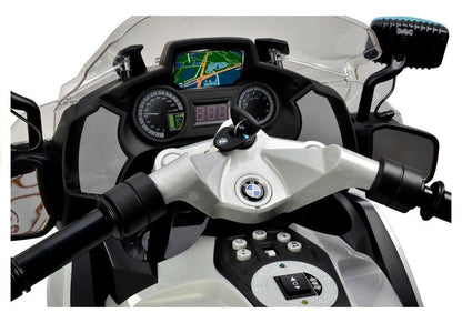 Dětský elektrický motor BMW R1200 policie s LED světly stříbrný