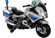 Dětský elektrický motor BMW R1200 policie s LED světly stříbrný