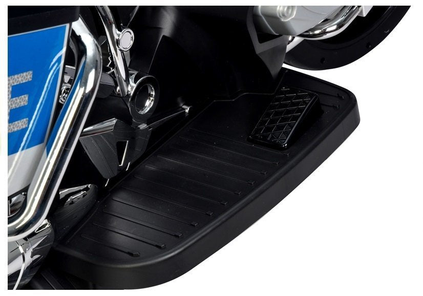 Dětský elektrický motor BMW R1200 policie s LED světly stříbrný