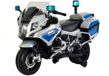 Dětský elektrický motor BMW R1200 policie s LED světly stříbrný