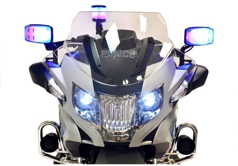 Dětský elektrický motor BMW R1200 policie s LED světly stříbrný