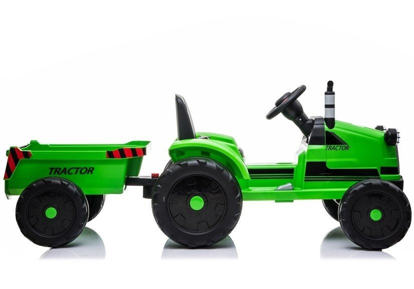 Dětský elektrický traktor 12V – s přívěsem a hudbou | zelený