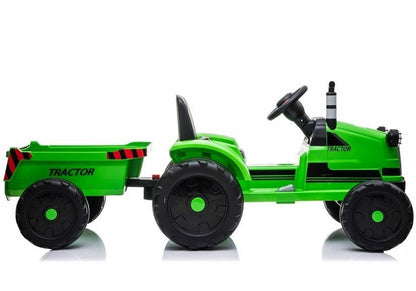 Dětský elektrický traktor 12V – s přívěsem a hudbou | zelený