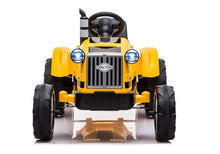 Dětský elektrický traktor s přívěsem 12V hudební panel – žlutý