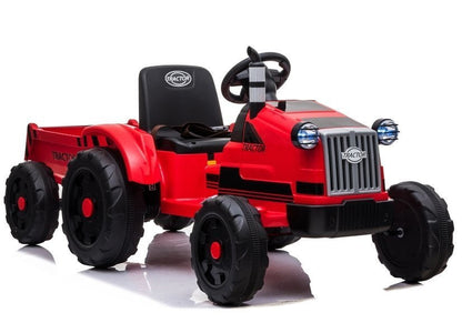 Dětský elektrický traktor s přívěsem 12V světla hudba červený
