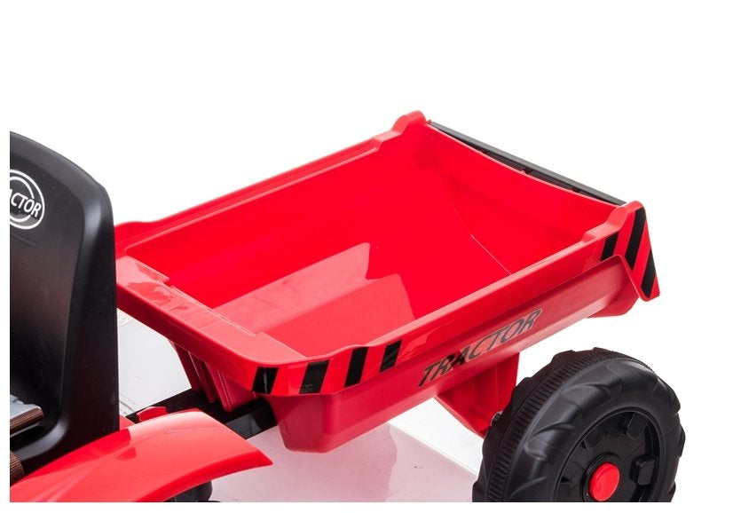 Dětský elektrický traktor s přívěsem 12V světla hudba červený