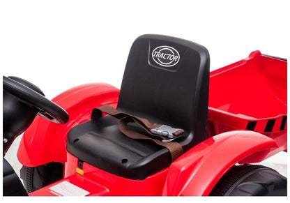 Dětský elektrický traktor s přívěsem 12V světla hudba červený