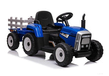 Dětský elektrický traktor s přívěsem a dálkovým ovládáním modrý