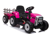 Dětský elektrický traktor s přívěsem a dálkovým ovládáním růžový