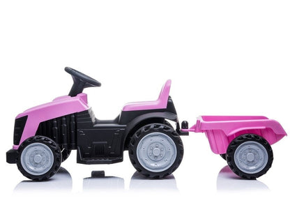 Dětský elektrický traktor s přívěsem na akumulátor růžový