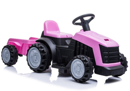 Dětský elektrický traktor s přívěsem na akumulátor růžový