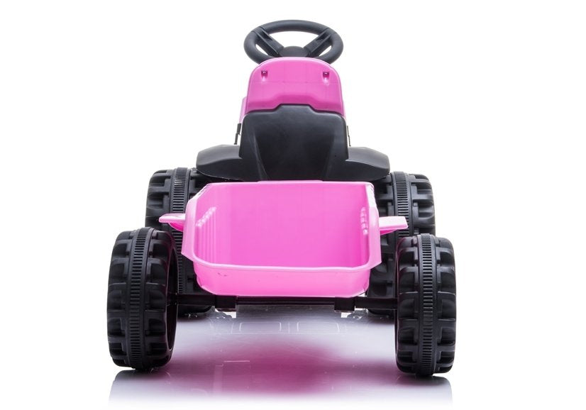 Dětský elektrický traktor s přívěsem na akumulátor růžový
