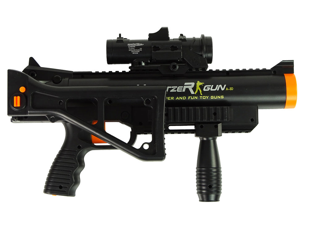 Dětský granátomet s raketami a zvuky baterka a terč černý