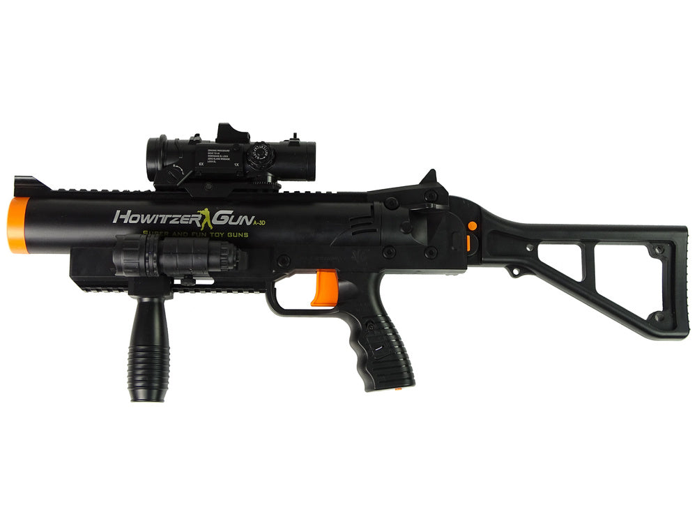 Dětský granátomet s raketami a zvuky baterka a terč černý