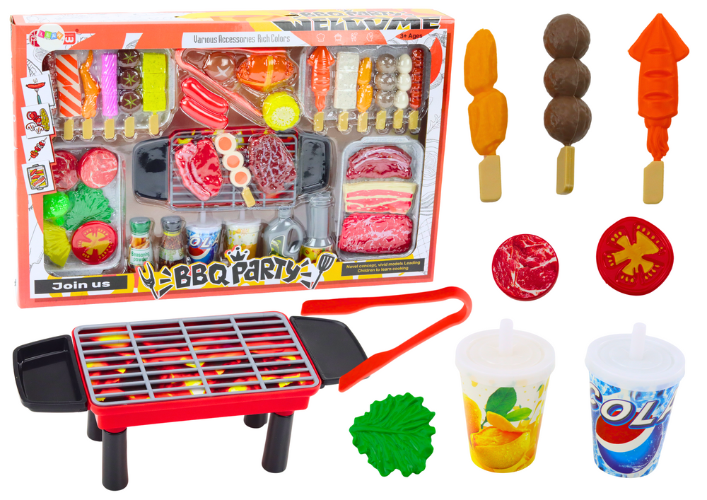 Dětský grill set s potravinami nápoji zeleninou 40 dílů