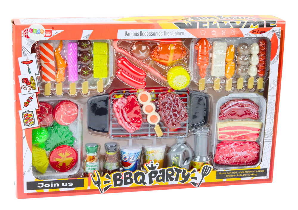 Dětský grill set s potravinami nápoji zeleninou 40 dílů