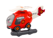 Dětský helikopter k rozkládání – s nářadím a vrtačkou | červený