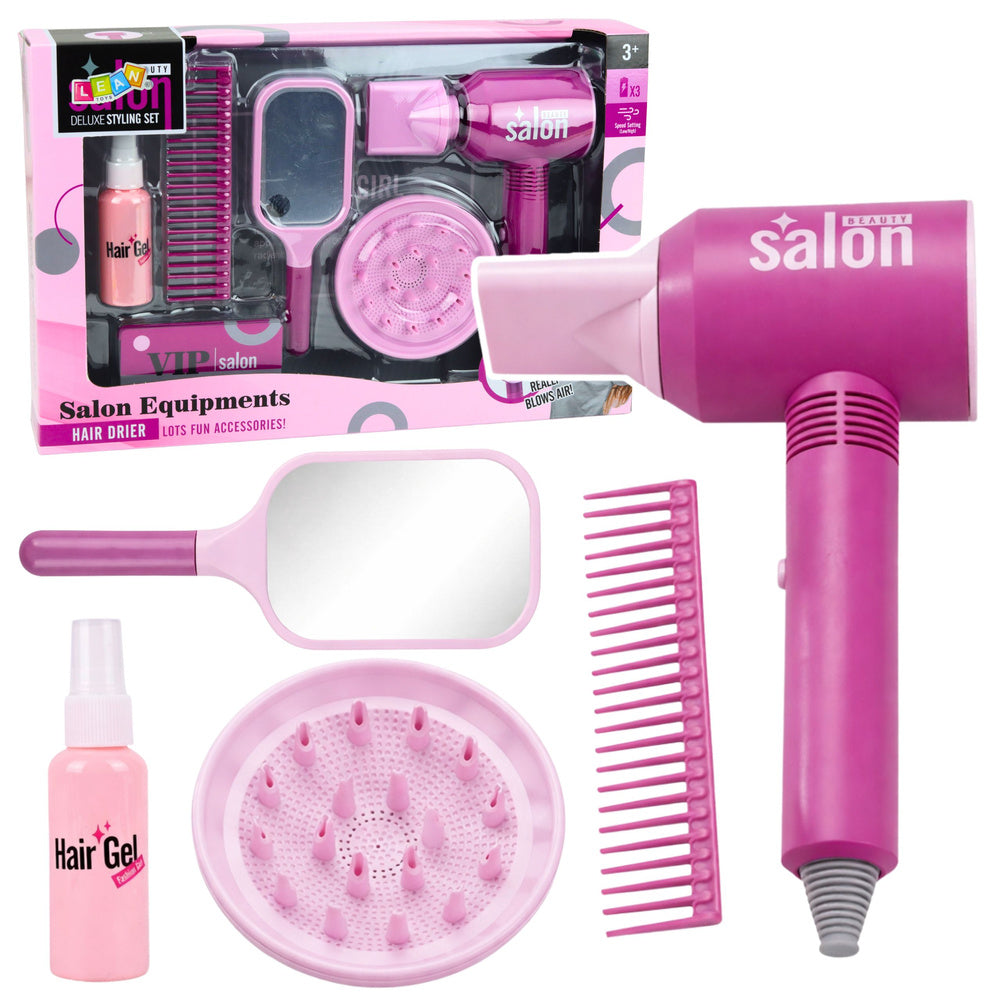 Dětský kadeřnický salon s fénem, zrcátkem a hřebeny