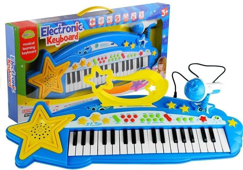 Dětský keyboard 37 kláves s mikrofonem a MP3 funkcí modrý
