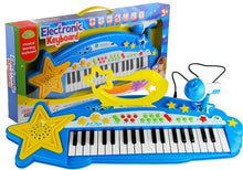 Dětský keyboard 37 kláves s mikrofonem a MP3 funkcí modrý