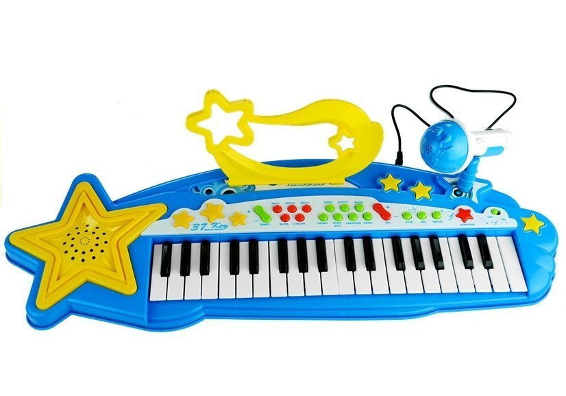 Dětský keyboard 37 kláves s mikrofonem a MP3 funkcí modrý