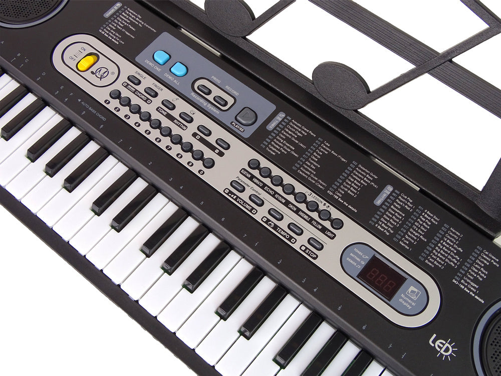 Dětský keyboard s mikrofonem a stojanem na noty černý
