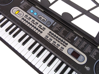 Dětský keyboard s mikrofonem a stojanem na noty černý