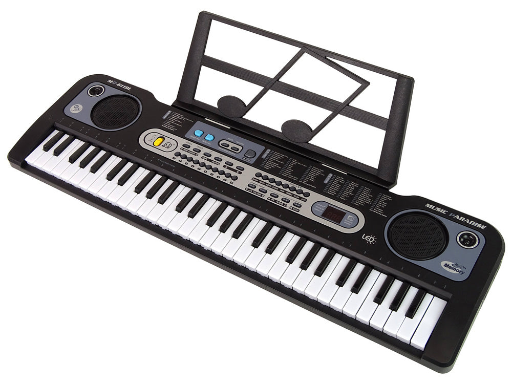 Dětský keyboard s mikrofonem a stojanem na noty černý