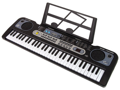 Dětský keyboard s mikrofonem a stojanem na noty černý