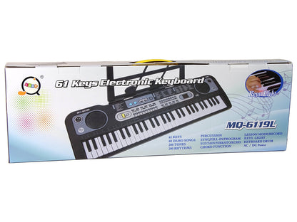Dětský keyboard s mikrofonem a stojanem na noty černý