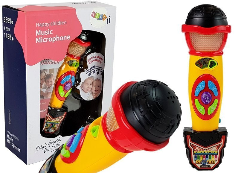 Dětský mikrofon karaoke s nahráváním a světelnými efekty žluto černý