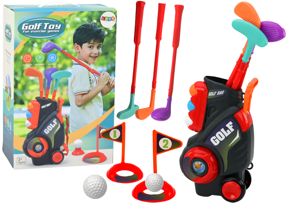 Dětský mini golf set s vozíkem – 3 hole 5 míčků