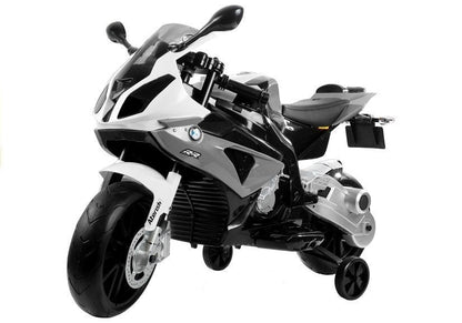 Dětský motocykl na akumulator BMW S1000RR s LED světly stříbrný