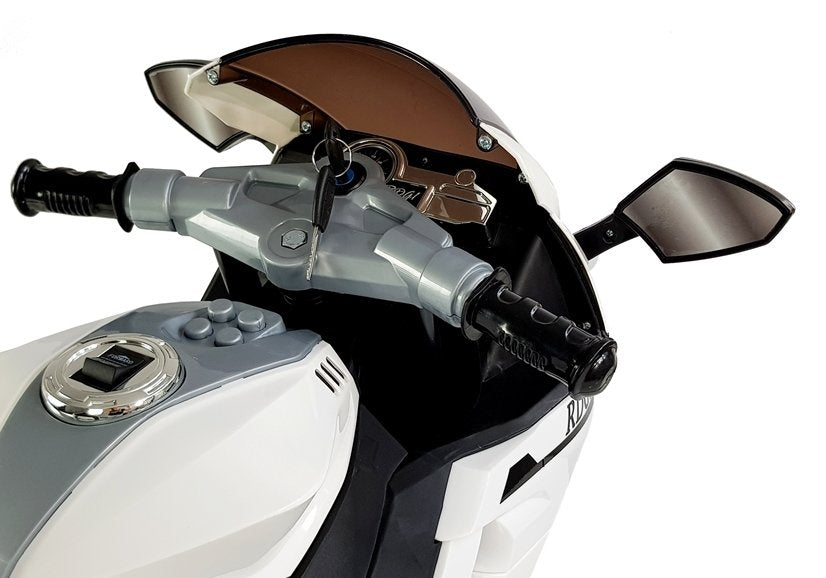 Dětský motor na akumulator TR1603 s realistickými prvky bílý