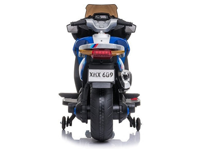 Dětský motorek na akumulator XMX609 s bočními kolečky modrý