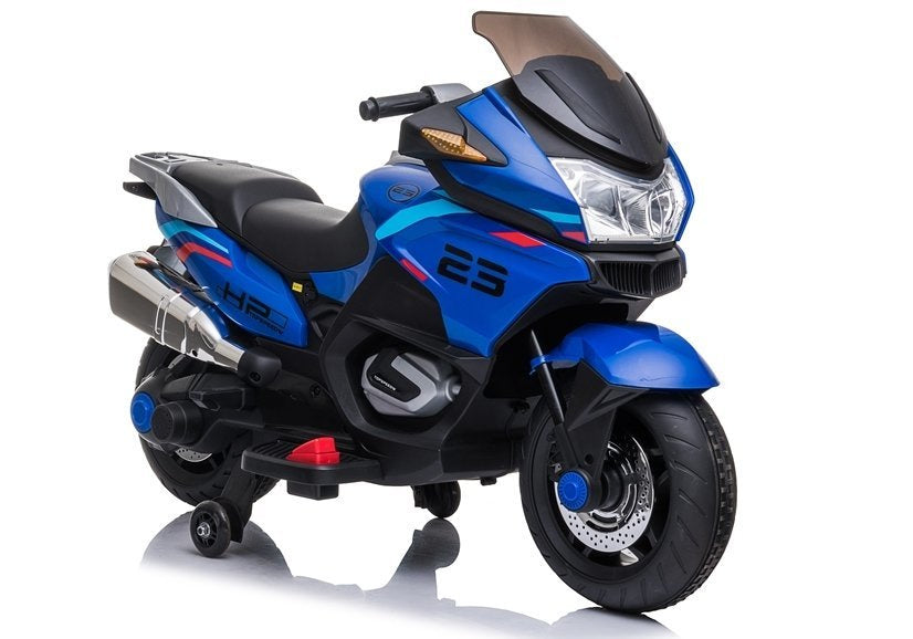Dětský motorek na akumulator XMX609 s bočními kolečky modrý