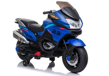 Dětský motorek na akumulator XMX609 s bočními kolečky modrý
