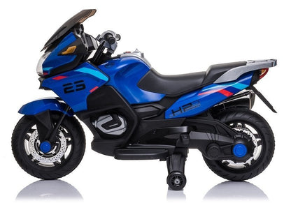 Dětský motorek na akumulator XMX609 s bočními kolečky modrý