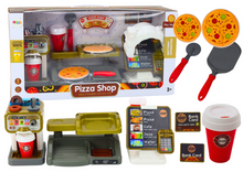 Dětský obchod s pizzou a kávou s pokladnou a příslušenstvím