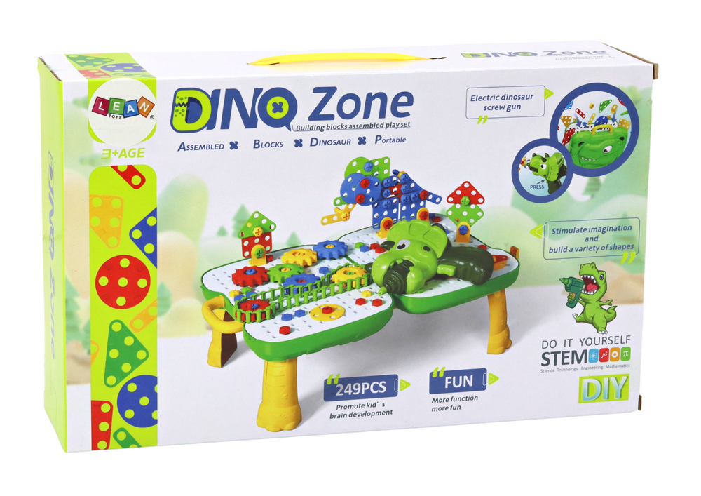 Dětský pracovní stolek s vrtačkou – dinosaurus 249 dílů
