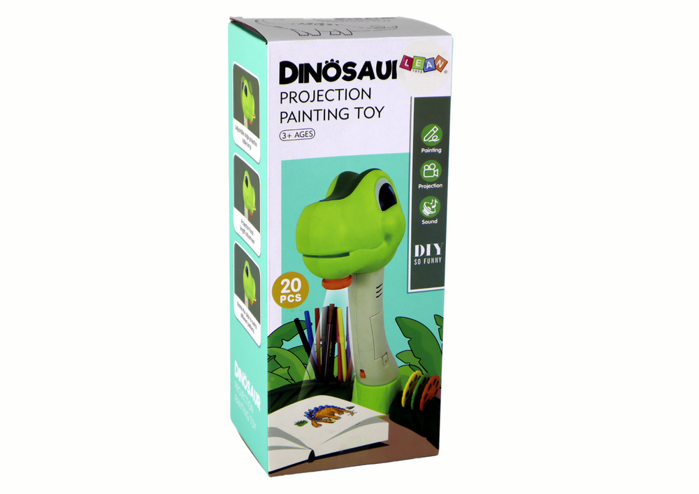 Dětský projektor dinosaurus se zvuky a kreslicími potřebami
