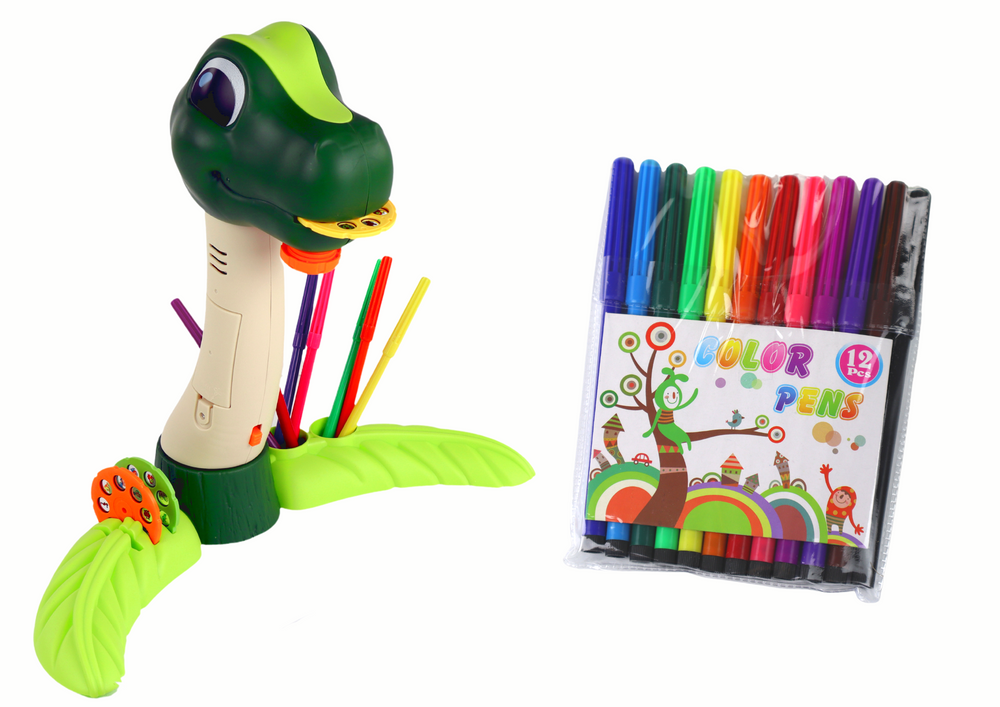 Dětský projektor dinosaurus se zvuky a kreslicími potřebami
