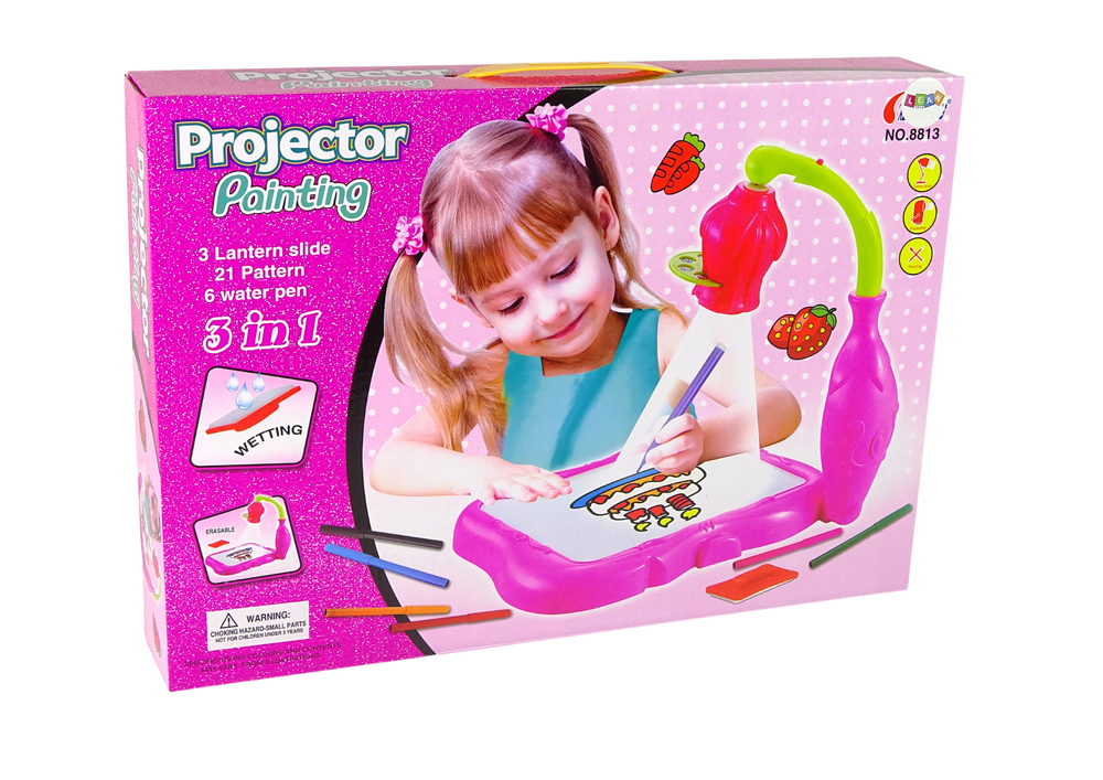 Dětský projektor na kreslení Kvítek s příslušenstvím růžový