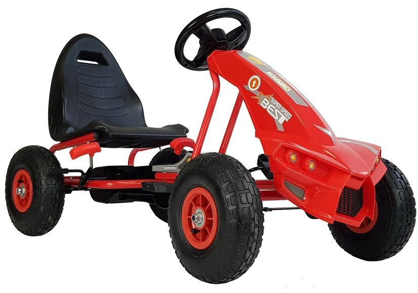 Dětský šlapací gokart s pedály a ruční brzdou červený