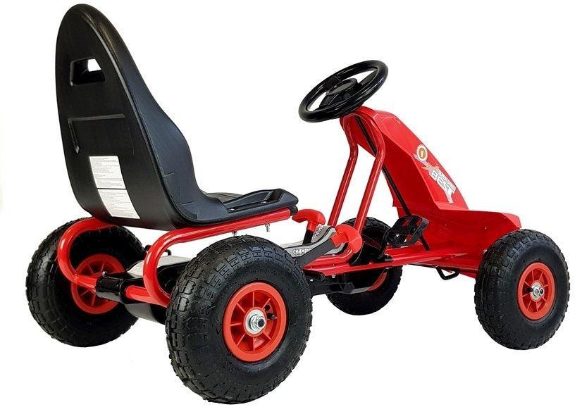 Dětský šlapací gokart s pedály a ruční brzdou červený